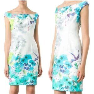 Black Halo Dress Floral Off The Shoulder Neverland Cocktail Sheath Dress Size 6